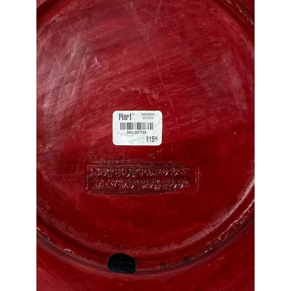 Pier 1 Imports‎ Ceramic Decorative Plate Charger Red Gold Black Moraccan READ